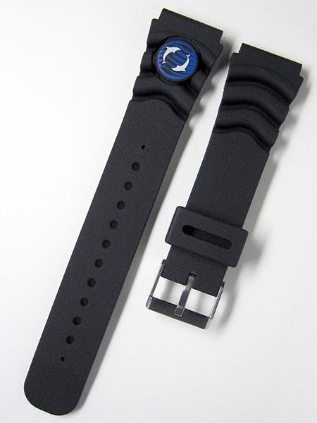 Orient OEM Signature Blue Dolphin 22mm Black Rubber Dive Watch Strap