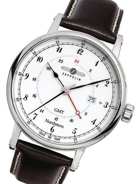 Graf Zeppelin Nordstern Series Swiss Quartz GMT Watch with Coin-Edge Case #7546-1