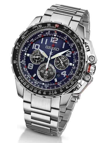Seiko Prospex Solar Powered Quartz Flight Chronograph Watch, 24-Hour Sub-Dial #SSC275