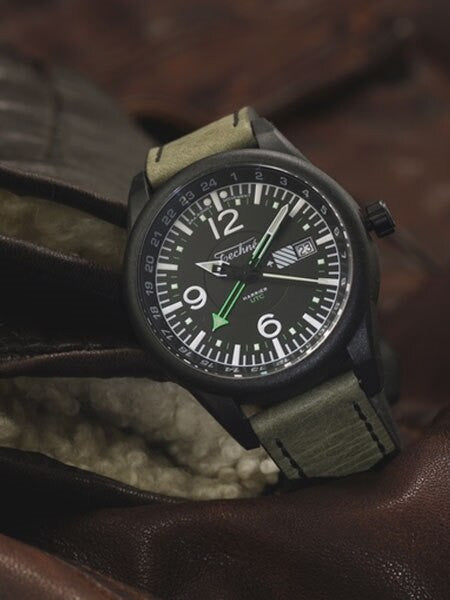 Techne Harrier Dual-Time Zone Watch with 41.5mm Carbon Reinforced Polymer Case #368.174