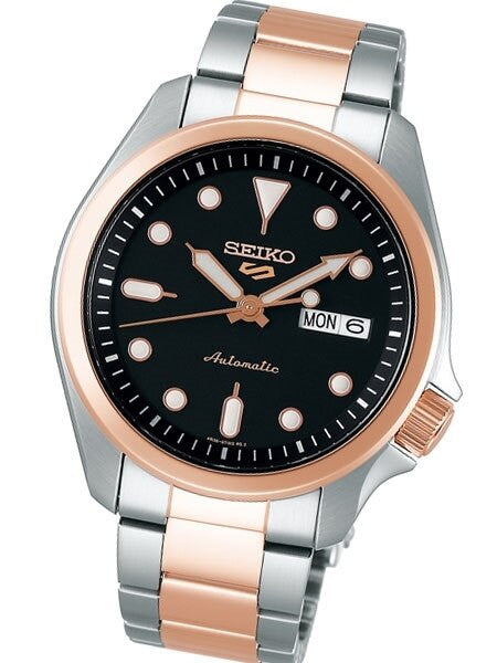 Seiko 5 Sports 24-Jewel Automatic Watch with Black Dial and Two-Tone Bracelet #SRPE58