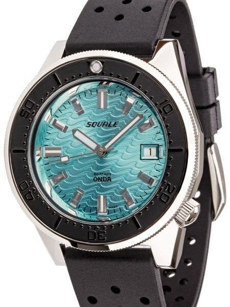 Squale 500 Meter Swiss Made Automatic Dive Watch with Turquoise Wave Dial  #1521-Onda-T