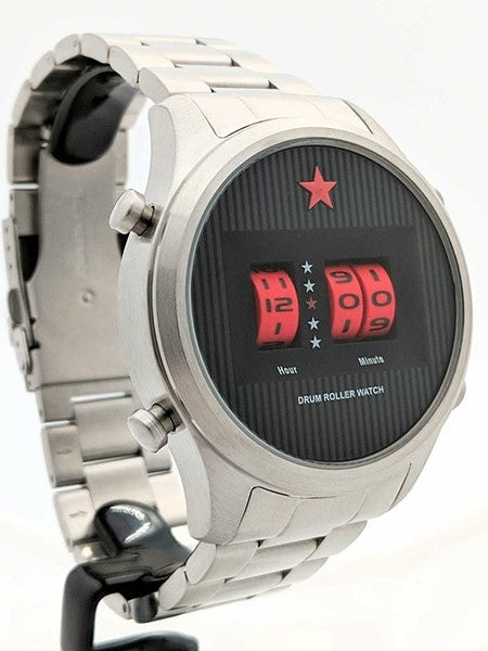 Red Star Quartz Drum Roller Watch with 44mm Case #8395G-B