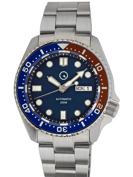 Islander Automatic Dive Watch with Solid-Link Bracelet, AR Sapphire Crystal, and Luminous Ceramic Bezel Insert #ISL-03