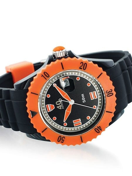 40Nine Black Plastic 45mm Case with Black Silicone Rubber Strap #40NINE02-BLACK60