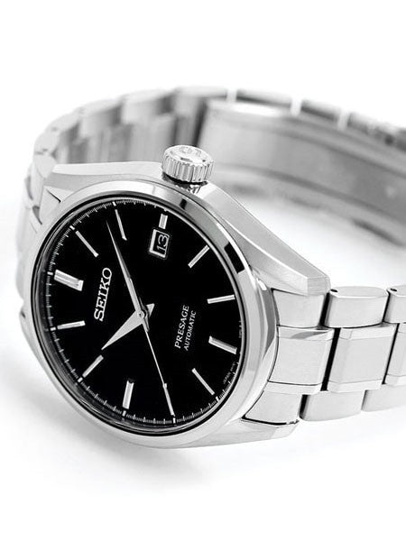 Seiko Presage Black Dial Automatic Dress Watch with 40.8mm