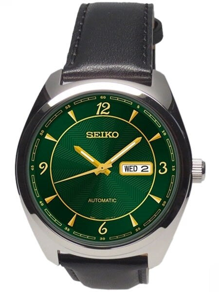 Seiko Recraft Series Automatic Watch with 43.5mm Case, Black Leather Strap #SNKN69