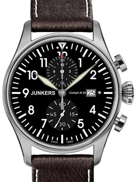 Junkers Cockpit JU52 Quartz Chronograph Watch, Sapphire Crystal #6178-2