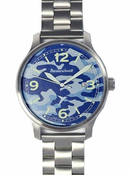 Messerschmitt 42mm Brushed Stainless Steel Case with Blue Messerschmitt Navy Dial #ME-42N-MB