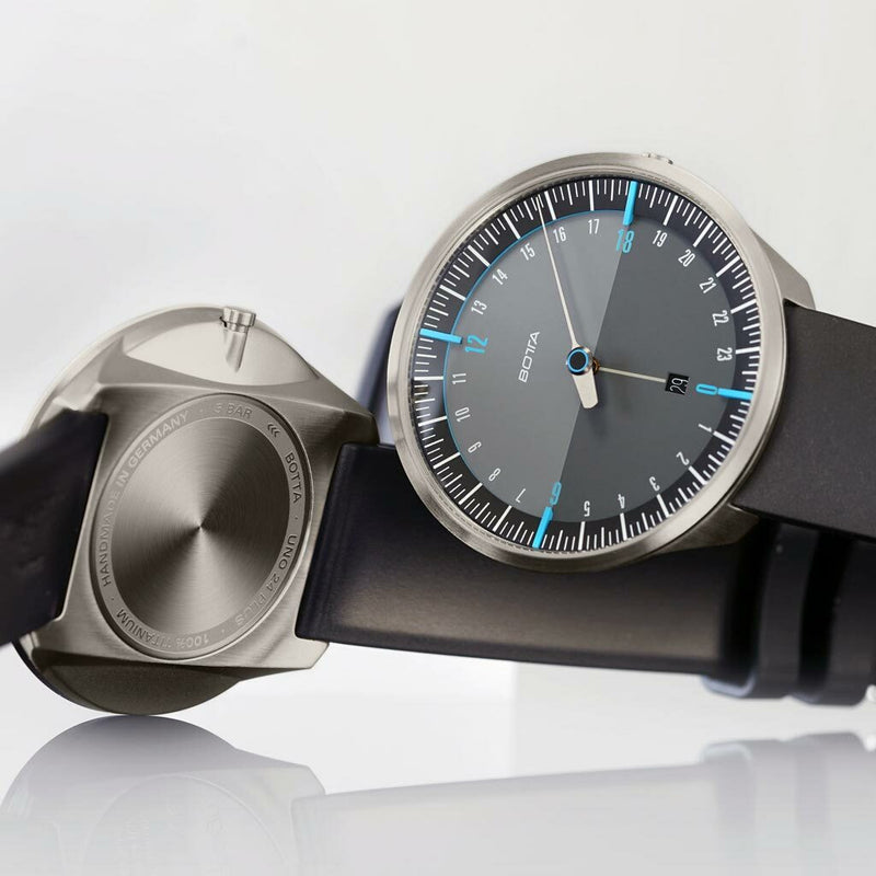 Botta UNO 24 one hand 24-hour Swiss quartz watch with 45mm titanium case #629710