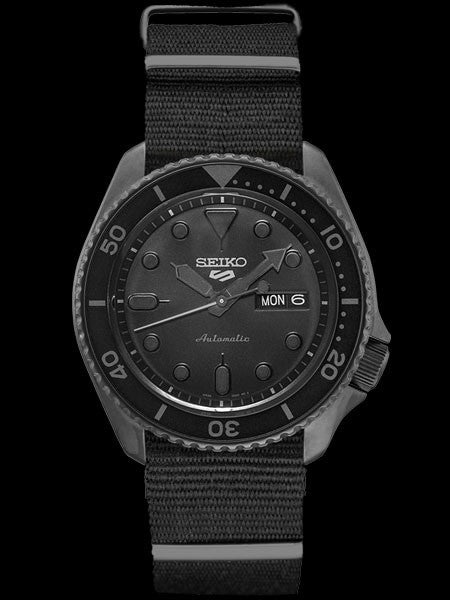 Seiko 5 Sports 24-Jewel Automatic Watch with Black Dial and Black PVD Case #SRPD79