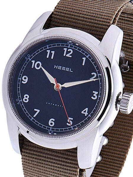 HEMEL Track Automatic Military-Styled Watch with Matte Black Dial and Sapphire Crystal #HM2