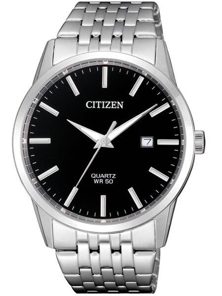 Citizen Quartz Dress Watch with Vibrant Black Dial and SS Bracelet #BI5000-87E