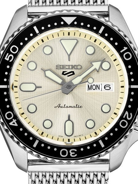 Seiko 5 Sports 24-Jewel Automatic Watch with Sunburst Dial and Mesh Bracelet #SRPE75