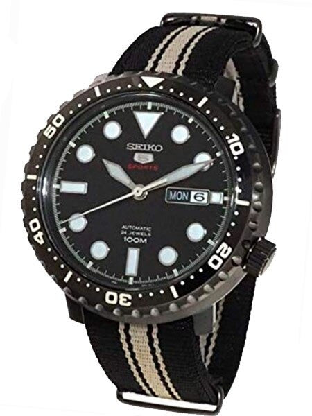 Seiko 5 Sports Automatic 24-Jewel Bottle-Cap Watch with Black PVD Case #SRPC67K1