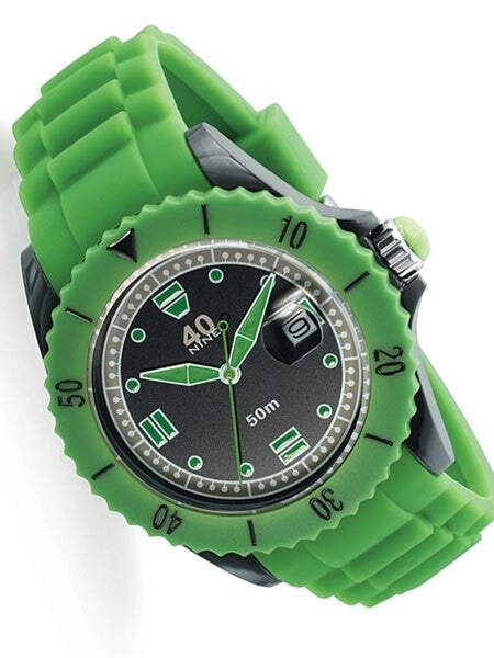 40Nine Green Plastic 40mm Case with Green Silicone Rubber Strap #40NINE03-GREEN10