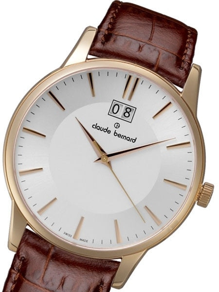 Claude Bernard Elegant and Thin Big Date Quartz Dress Watch #63003-37R-AIR