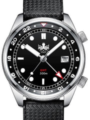 PHOIBOS Eagle Ray 300-Meter Dual-Time GMT Dive Watch with Double Dome AR Sapphire Crystal #PX023C