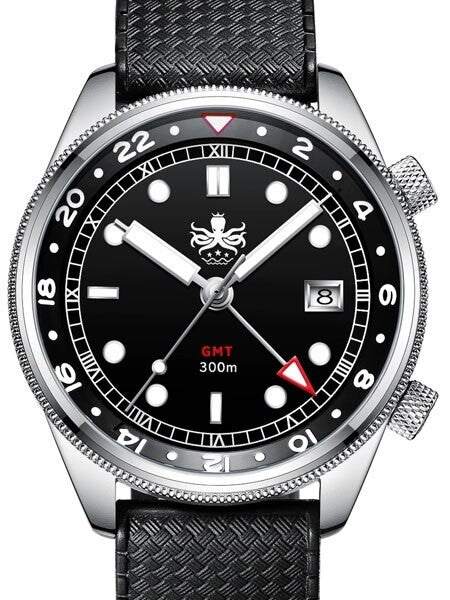 PHOIBOS Eagle Ray 300-Meter Dual-Time GMT Dive Watch with Double Dome AR Sapphire Crystal #PX023C