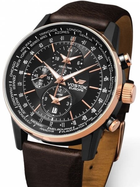 Vostok-Europe Gaz-Limo World-Time GMT Watch with Alarm #5603255