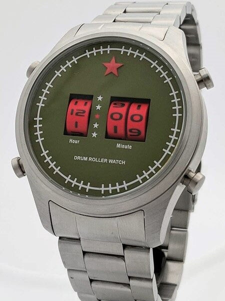 Red Star Quartz Drum Roller Watch with 44mm Case #8395G-D