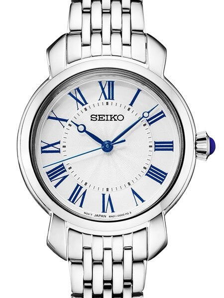 Seiko SUR629 Ladies Quartz Dress Watch with white dial, and a