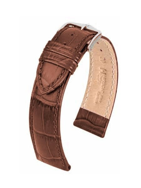 Hirsch Duke Honey Brown Alligator Embossed Leather Watch Strap #010280-70