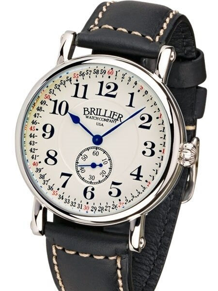 Brillier 43mm Americana Chapter 2 Railroad Swiss Quartz Watch with Calfskin Leather Strap #BR-06