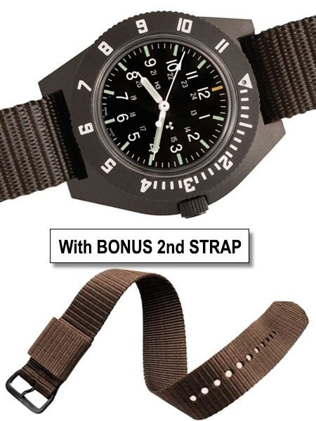 Marathon Swiss Made Quartz Military Navigator Pilot Watch with Tritium Illumination + Bonus Strap #WW194001SG-NGM-BN