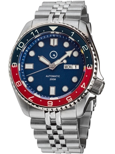 Islander 43mm Automatic Dual-Time Watch with Solid-Link Bracelet, AR Sapphire Crystal, and Luminous Sapphire Bezel Insert #ISL-50