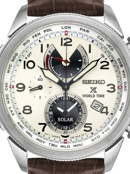 Seiko Solar World Timer, Chronograph, Alarm with Sapphire Crystal #SSC509
