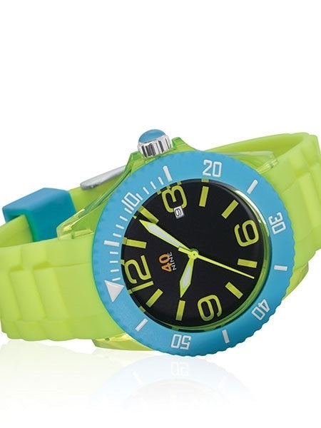 40Nine Clear Plastic 40mm Case with Yellow Silicone Rubber Strap #40NINE03-YELLOW