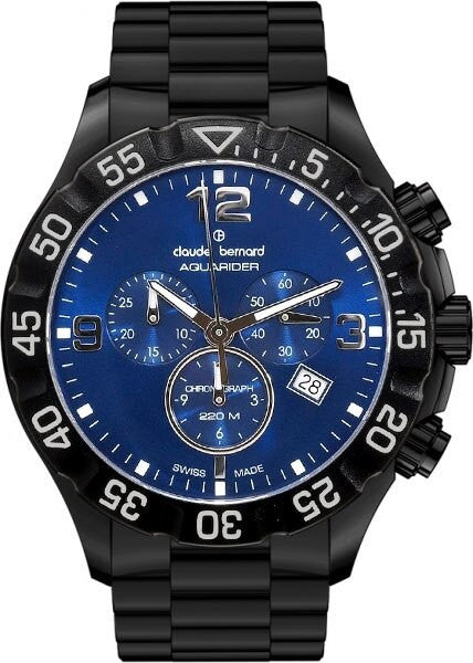 Claude Bernard Aquarider Black PVD Chronograph Dive Watch #10202-37N-BUN
