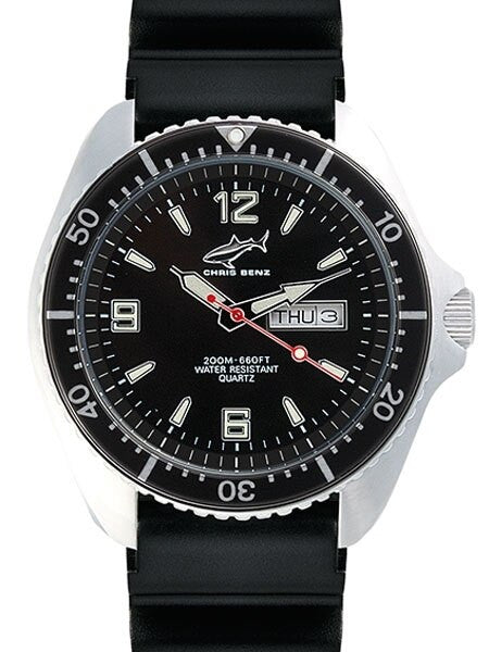 Chris Benz 200 meter Quartz Dive watch with Sapphire Crystal #CB0-S-KB-SW