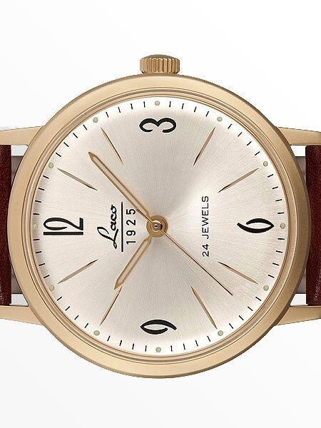 Laco Vintage Automatic Goldtone Watch with Domed Acrylic Crystal #861779