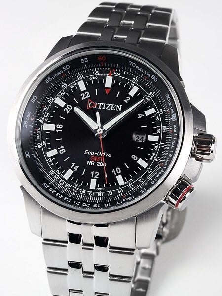 Citizen Eco-Drive Aviator GMT Watch with Inner Slide Rule Bezel #BJ7070-57E