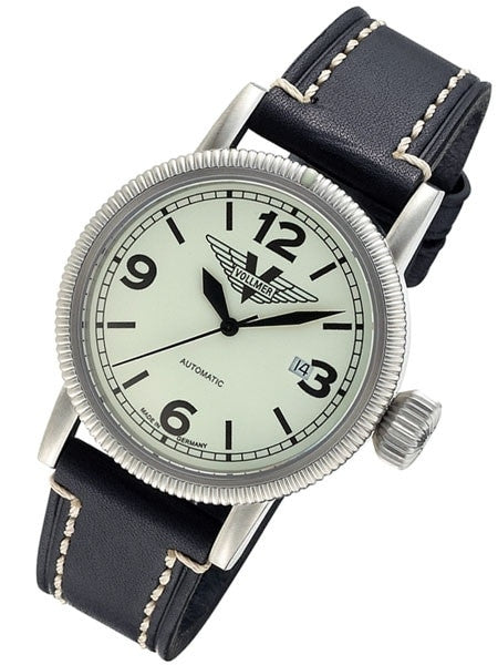 Vollmer W217 Winged Midnight Swiss Automatic with Luminous Dial, Hirsch Liberty Strap
