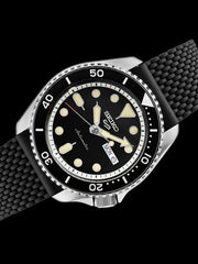 Seiko 5 Sports 24-Jewel Automatic Watch with Black Dial and Silicone Strap #SRPD93