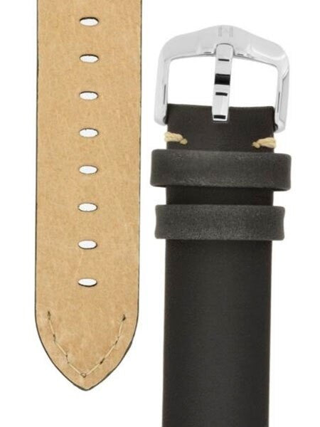 Hirsch Ranger Black Barrel-Dyed Leather Watch Strap #054020-50