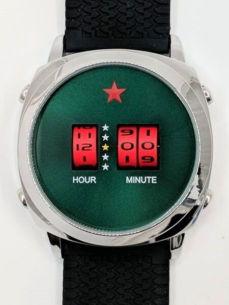 Red Star Quartz Drum Roller Watch with 44mm Case #8395G-E