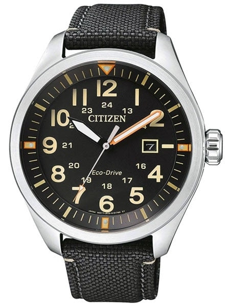Citizen Military Watch Eco-Drive Black Dial with Black Nylon Strap #AW5000-24E