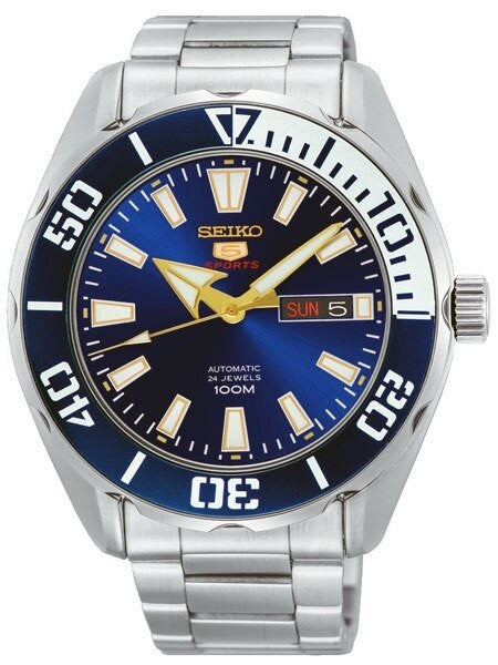 Scratch and Dent - Seiko 5 Sports Automatic 24-Jewel Watch with Blue Dial and SS Bracelet #SRPC51K1
