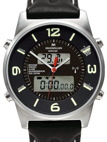 Maximilian Radio Controlled, Analog Digital Chronograph GMT, Alarm Watch #5402-3