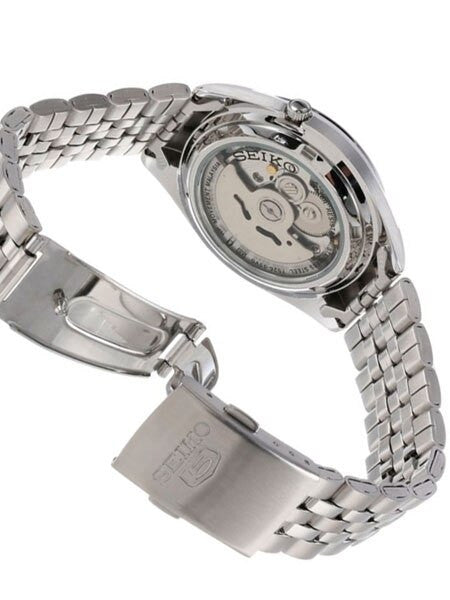 Seiko 5 Automatic White Dial Watch with Stainless Steel Bracelet #SNKL17