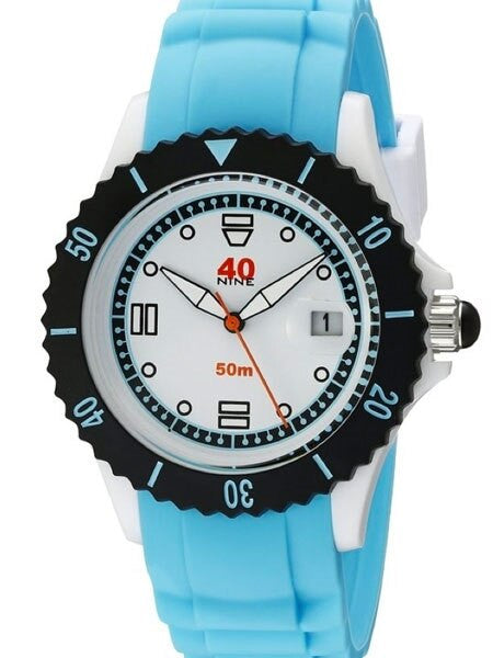 40Nine White Plastic 40mm Case with Blue Silicone Rubber Strap #40NINE03-BLUE40