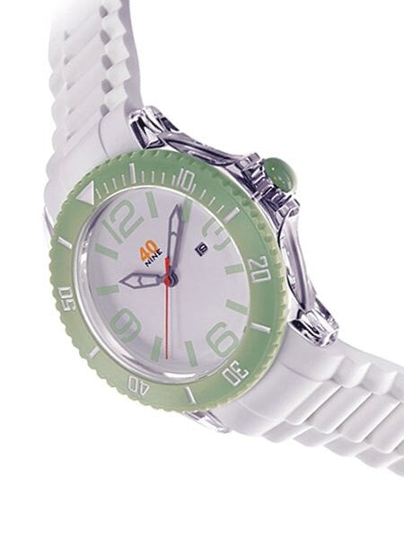40Nine Clear Plastic 41mm Case with White Silicone Rubber Strap #40NINE03-WHITE-APPLEGREEN
