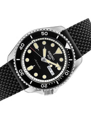 Seiko 5 Sports 24-Jewel Automatic Watch with Black Dial and Silicone Strap #SRPD93