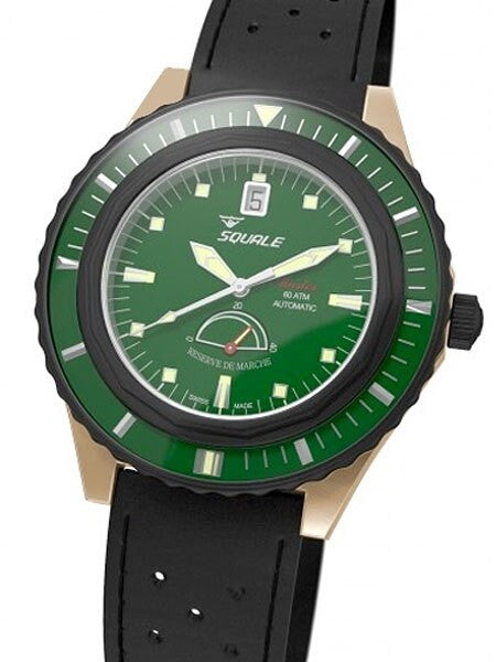 Squale Master Professional Swiss Automatic Dive watch with Bronze Case, Power Reserve #MSTR-Bronze-Green-R