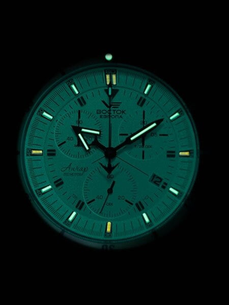 Vostok-Europe Anchar Mens Chronograph Dive Watch with Luminous Dial, Tritium Tube Illumination #5104214