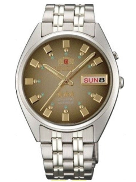 Orient Automatic Watch with Brown Dial, Day-Date and SS Bracelet #EM0401NP
